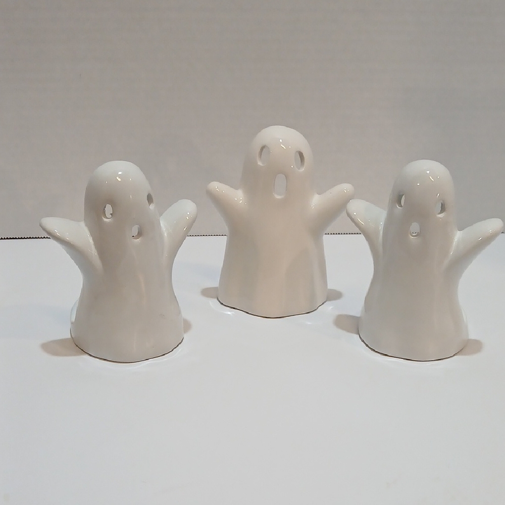 Set of Three White Ghost Figurines